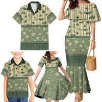 Hawaii Christmas In July Family Matching Mermaid Dress and Hawaiian Shirt Olive Green Mele Kalikimaka Sea Animals DT05 - Polynesian Pride