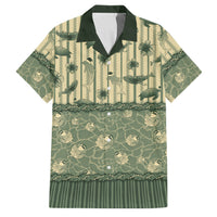 Hawaii Christmas In July Family Matching Off Shoulder Maxi Dress and Hawaiian Shirt Olive Green Mele Kalikimaka Sea Animals DT05 Dad's Shirt - Short Sleeve Green - Polynesian Pride