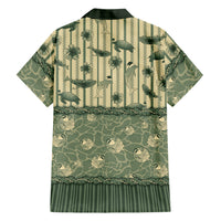 Hawaii Christmas In July Family Matching Off Shoulder Short Dress and Hawaiian Shirt Olive Green Mele Kalikimaka Sea Animals DT05 - Polynesian Pride