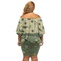 Hawaii Christmas In July Family Matching Off Shoulder Short Dress and Hawaiian Shirt Olive Green Mele Kalikimaka Sea Animals DT05 - Polynesian Pride
