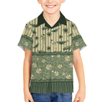 Hawaii Christmas In July Family Matching Off Shoulder Short Dress and Hawaiian Shirt Olive Green Mele Kalikimaka Sea Animals DT05 Son's Shirt Green - Polynesian Pride