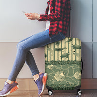 Hawaii Christmas In July Luggage Cover Olive Green Mele Kalikimaka Sea Animals