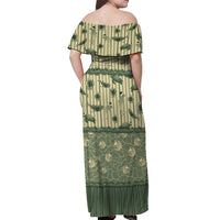 Hawaii Christmas In July Off Shoulder Maxi Dress Olive Green Mele Kalikimaka Sea Animals