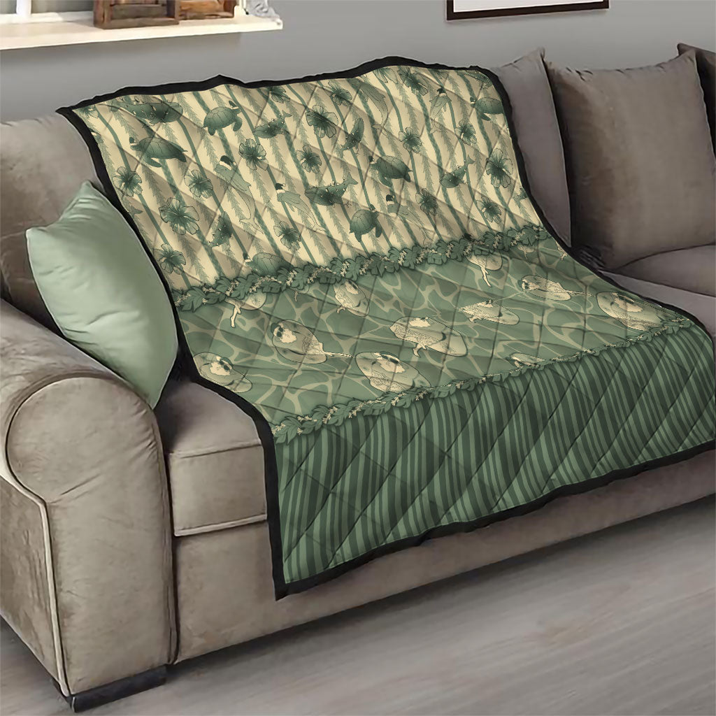 Hawaii Christmas In July Quilt Olive Green Mele Kalikimaka Sea Animals DT05 - Polynesian Pride