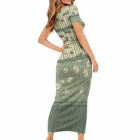 Hawaii Christmas In July Short Sleeve Bodycon Dress Olive Green Mele Kalikimaka Sea Animals DT05 - Polynesian Pride