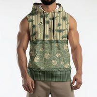 Hawaii Christmas In July Sleeveless Hoodie Olive Green Mele Kalikimaka Sea Animals DT05 - Polynesian Pride