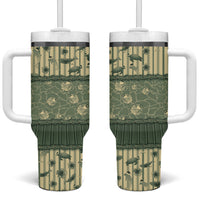 Hawaii Christmas In July Tumbler With Handle Olive Green Mele Kalikimaka Sea Animals