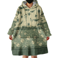 Hawaii Christmas In July Wearable Blanket Hoodie Olive Green Mele Kalikimaka Sea Animals