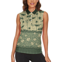 Hawaii Christmas In July Women Sleeveless Polo Shirt Olive Green Mele Kalikimaka Sea Animals DT05 - Polynesian Pride