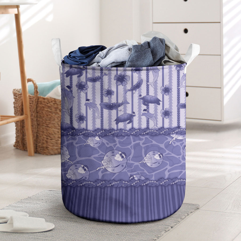 Hawaii Christmas In July Laundry Basket Amethyst Purple Mele Kalikimaka Sea Animals DT05 Purple - Polynesian Pride