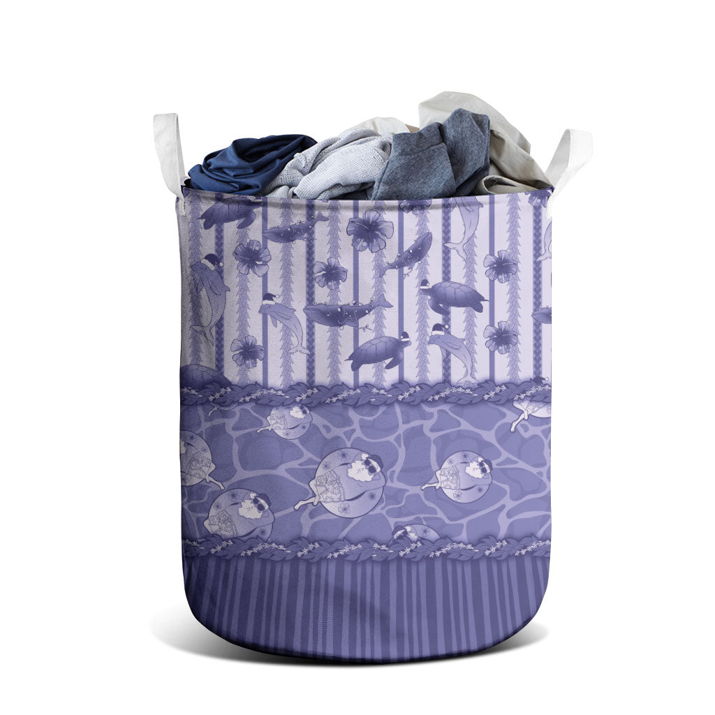 Hawaii Christmas In July Laundry Basket Amethyst Purple Mele Kalikimaka Sea Animals DT05 - Polynesian Pride