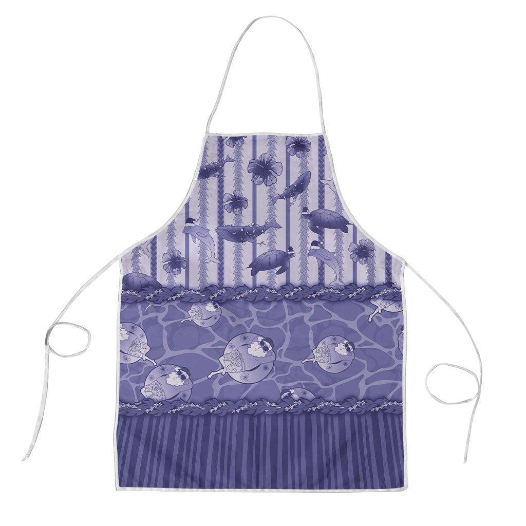 Hawaii Christmas In July Apron Amethyst Purple Mele Kalikimaka Sea Animals DT05 Purple - Polynesian Pride