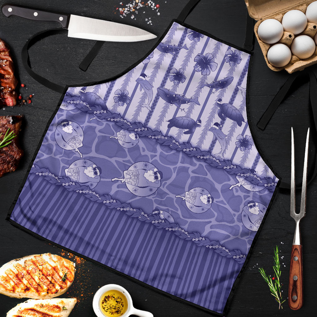 Hawaii Christmas In July Apron Amethyst Purple Mele Kalikimaka Sea Animals DT05 Purple - Polynesian Pride
