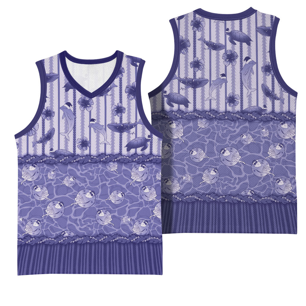 Hawaii Christmas In July Basketball Jersey Amethyst Purple Mele Kalikimaka Sea Animals