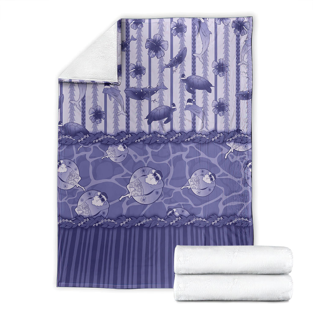 Hawaii Christmas In July Blanket Amethyst Purple Mele Kalikimaka Sea Animals DT05 - Polynesian Pride
