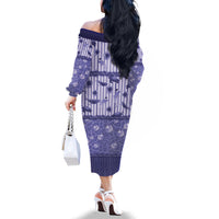 Hawaii Christmas In July Family Matching Off The Shoulder Long Sleeve Dress and Hawaiian Shirt Amethyst Purple Mele Kalikimaka Sea Animals DT05 - Polynesian Pride