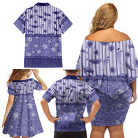 Hawaii Christmas In July Family Matching Off Shoulder Short Dress and Hawaiian Shirt Amethyst Purple Mele Kalikimaka Sea Animals DT05 - Polynesian Pride