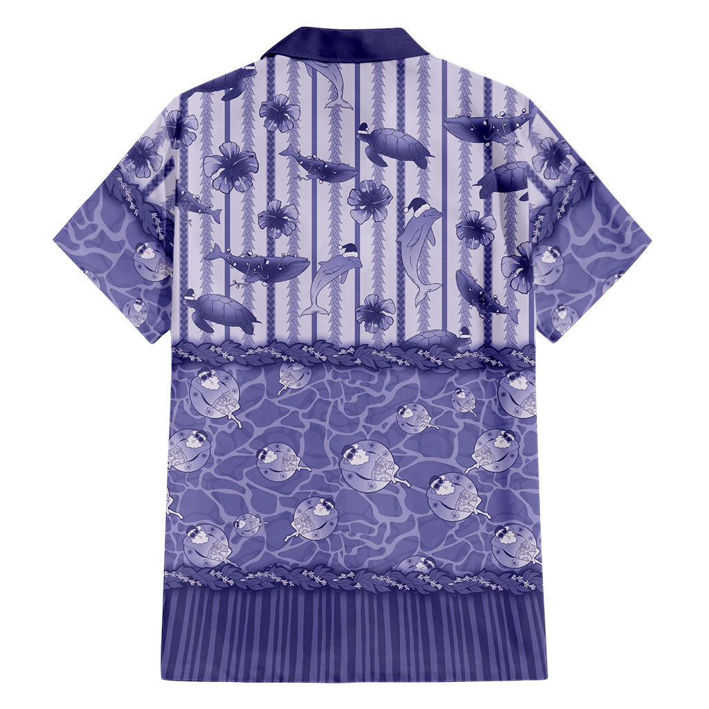 Hawaii Christmas In July Family Matching Short Sleeve Bodycon Dress and Hawaiian Shirt Amethyst Purple Mele Kalikimaka Sea Animals DT05 - Polynesian Pride