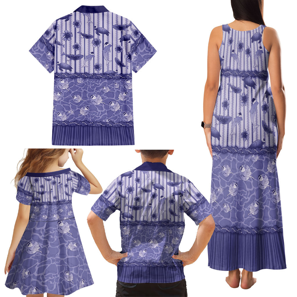 Hawaii Christmas In July Family Matching Tank Maxi Dress and Hawaiian Shirt Amethyst Purple Mele Kalikimaka Sea Animals DT05 - Polynesian Pride