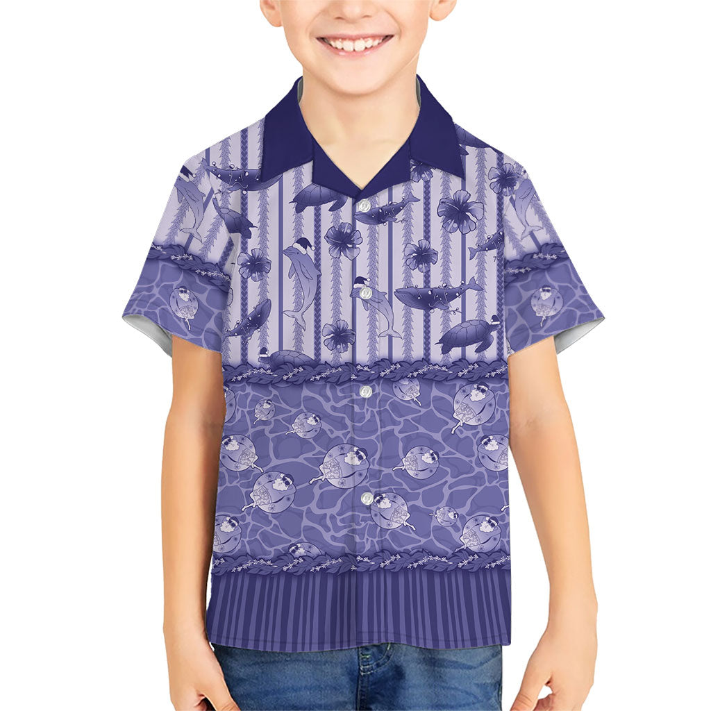 Hawaii Christmas In July Hawaiian Shirt Amethyst Purple Mele Kalikimaka Sea Animals