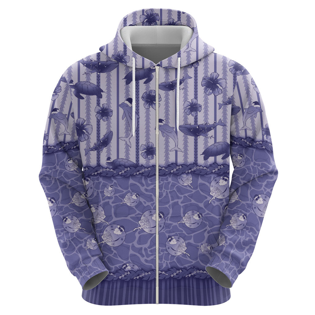 Hawaii Christmas In July Hoodie Amethyst Purple Mele Kalikimaka Sea Animals