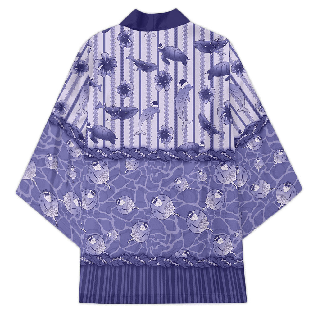 Hawaii Christmas In July Kimono Amethyst Purple Mele Kalikimaka Sea Animals