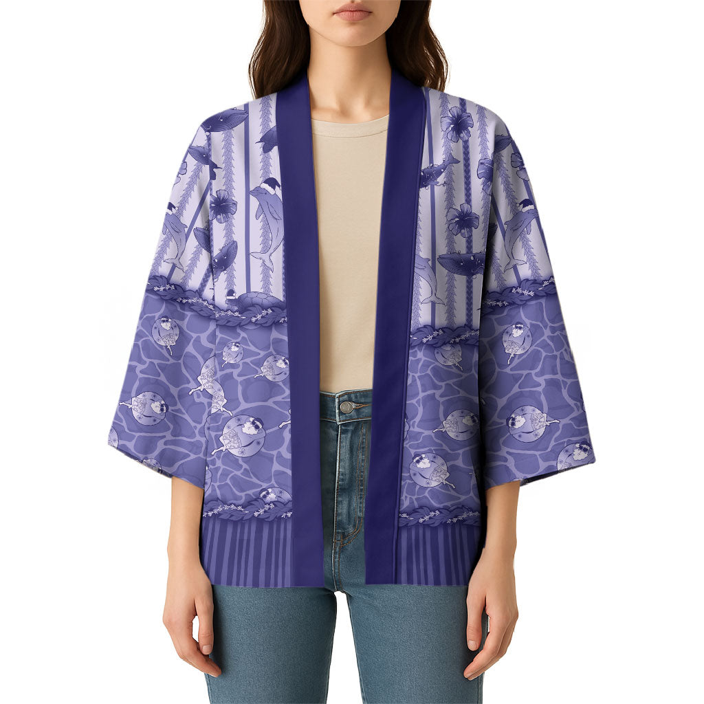 Hawaii Christmas In July Kimono Amethyst Purple Mele Kalikimaka Sea Animals