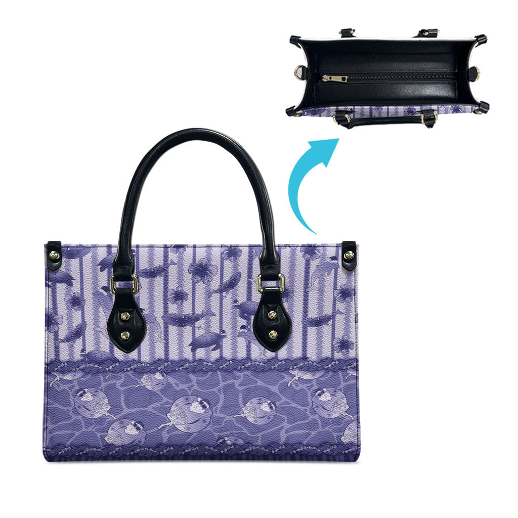 Hawaii Christmas In July Leather Bag Amethyst Purple Mele Kalikimaka Sea Animals