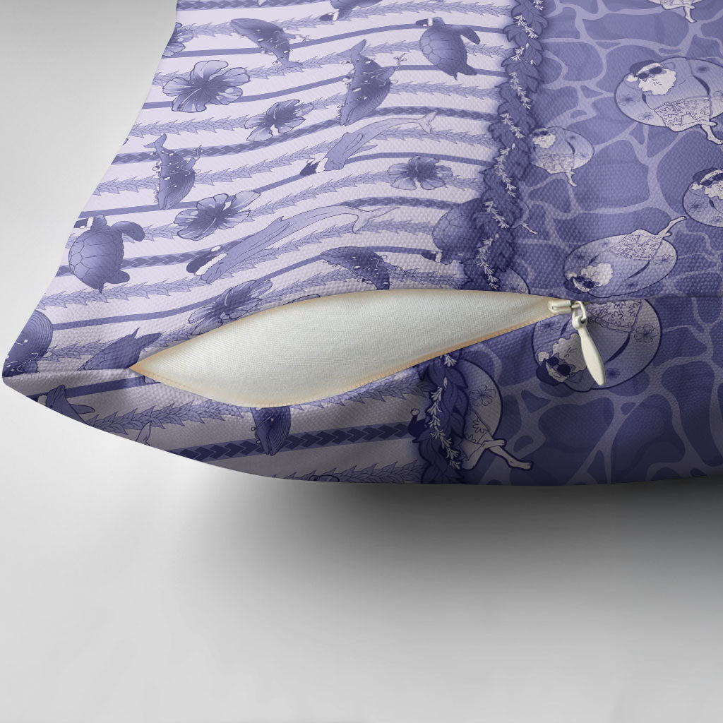 Hawaii Christmas In July Pillow Cover Amethyst Purple Mele Kalikimaka Sea Animals