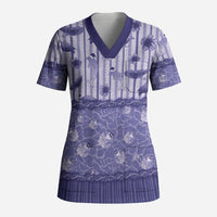 Hawaii Christmas In July Scrub Top Amethyst Purple Mele Kalikimaka Sea Animals DT05 Adult Purple - Polynesian Pride