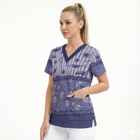 Hawaii Christmas In July Scrub Top Amethyst Purple Mele Kalikimaka Sea Animals DT05 - Polynesian Pride