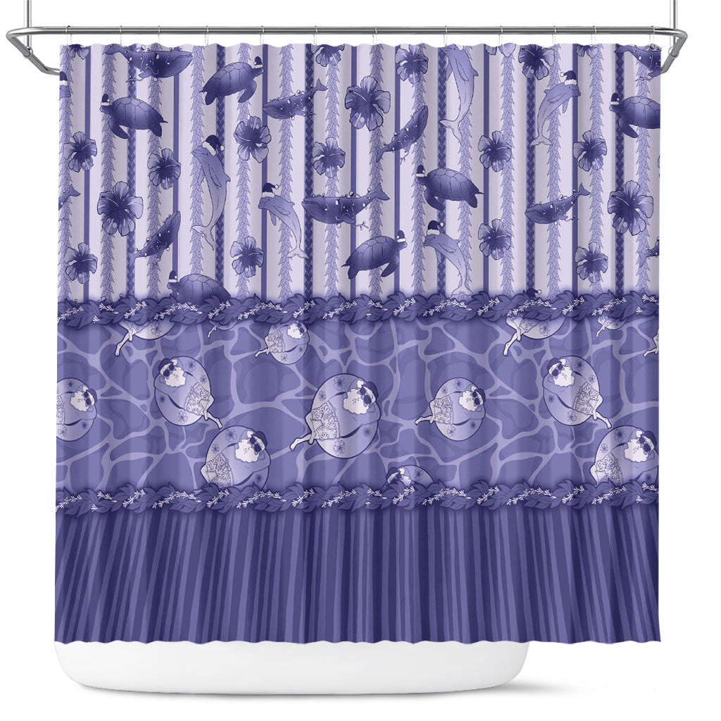 Hawaii Christmas In July Shower Curtain Amethyst Purple Mele Kalikimaka Sea Animals