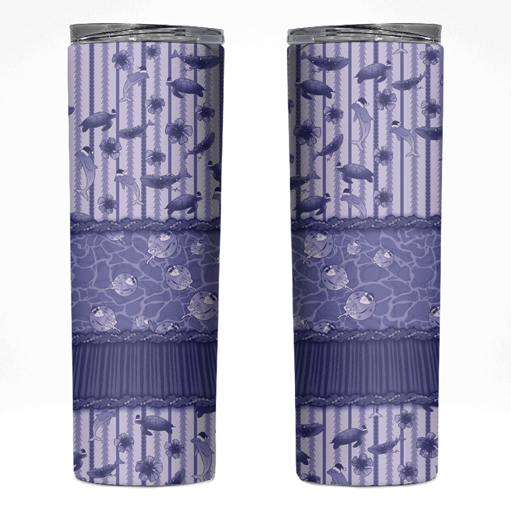 Hawaii Christmas In July Skinny Tumbler Amethyst Purple Mele Kalikimaka Sea Animals DT05 Purple - Polynesian Pride