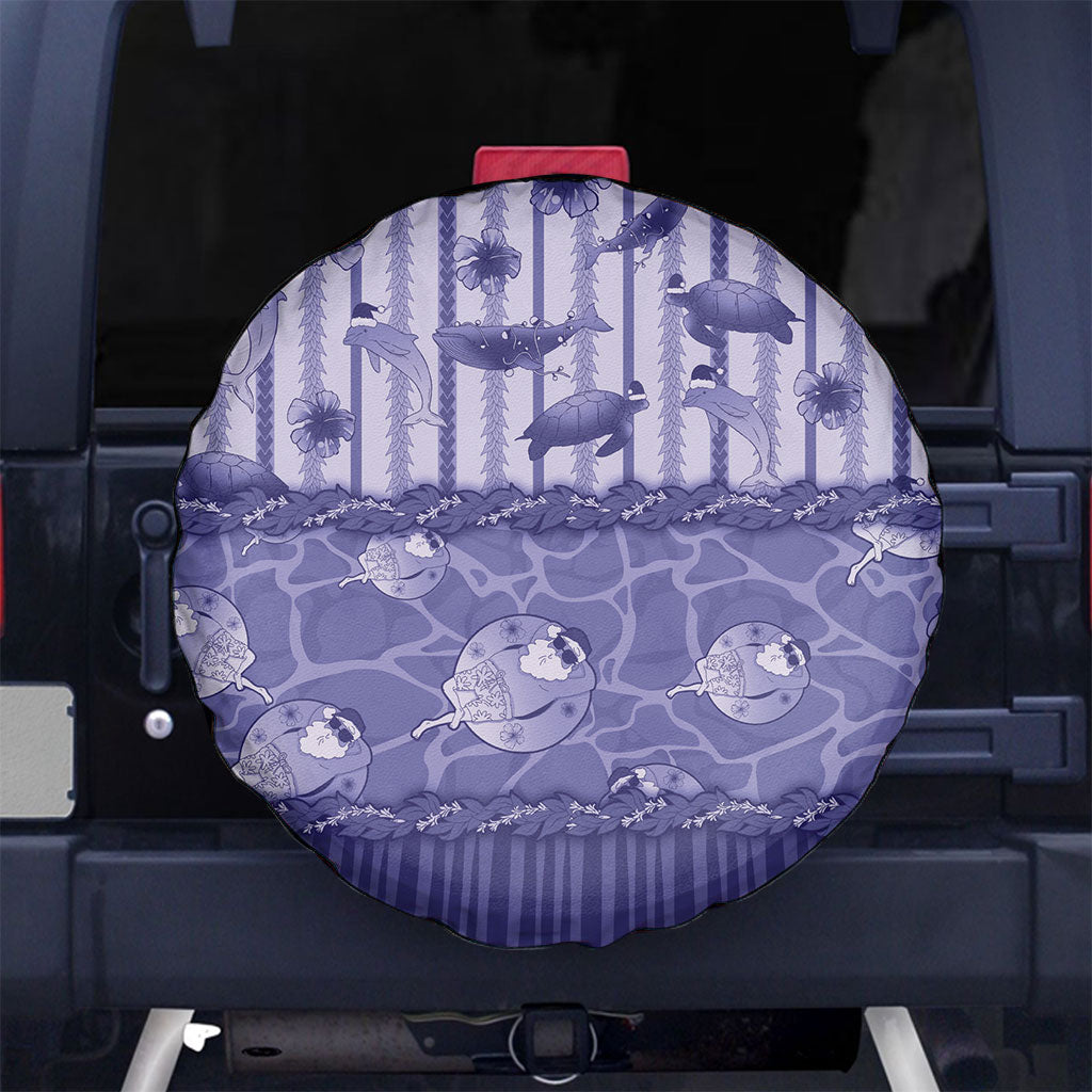 Hawaii Christmas In July Spare Tire Cover Amethyst Purple Mele Kalikimaka Sea Animals