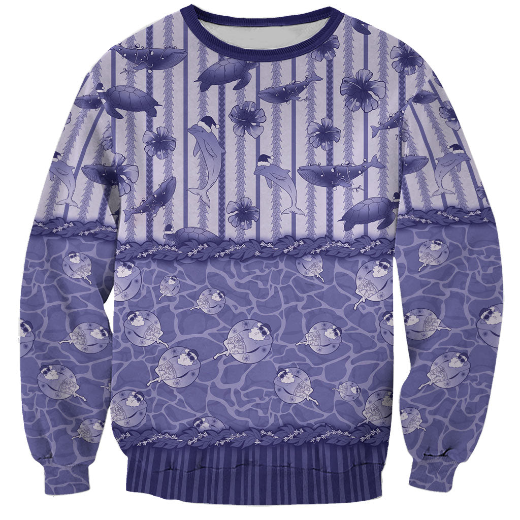 Hawaii Christmas In July Sweatshirt Amethyst Purple Mele Kalikimaka Sea Animals DT05 Unisex Purple - Polynesian Pride