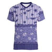 Hawaii Christmas In July Women V-Neck T-Shirt Amethyst Purple Mele Kalikimaka Sea Animals DT05 Female Purple - Polynesian Pride