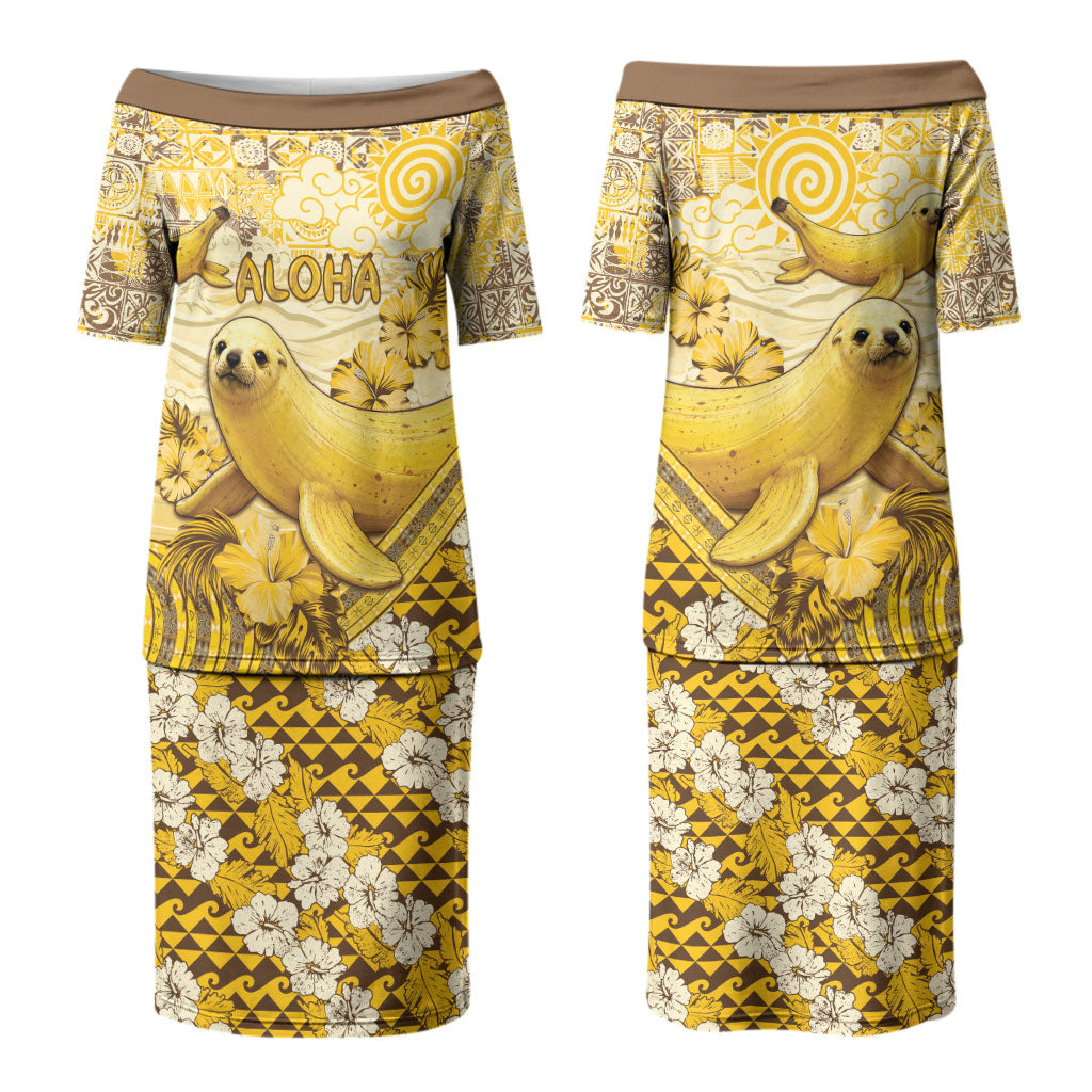 Hawaii Banana Seal Couples Matching Puletasi and Hawaiian Shirt Ilio Holo I Ka Uaua Aloha DT05 - Polynesian Pride