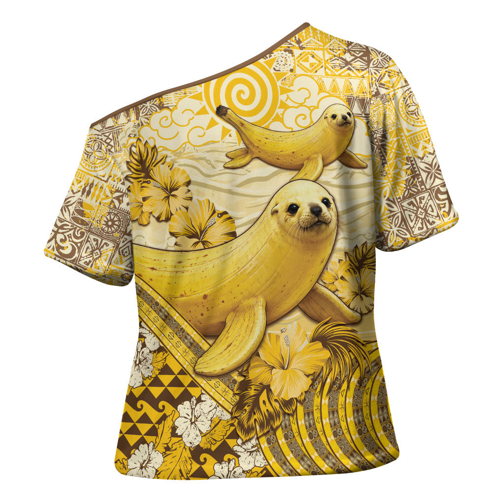 Hawaii Banana Seal Cross Shoulder Shirt Ilio Holo I Ka Uaua Aloha DT05 - Polynesian Pride