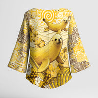 Hawaii Banana Seal Kimono Sleeve Blouse Ilio Holo I Ka Uaua Aloha DT05 - Polynesian Pride
