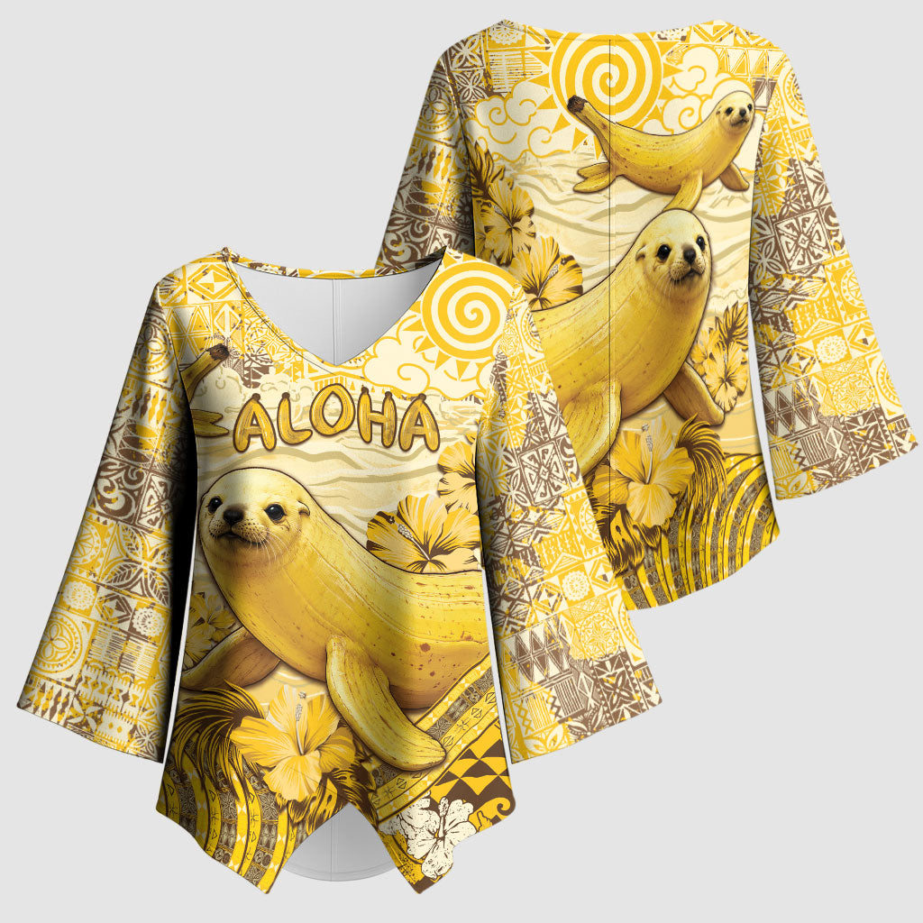 Hawaii Banana Seal Kimono Sleeve Blouse Ilio Holo I Ka Uaua Aloha DT05 - Polynesian Pride