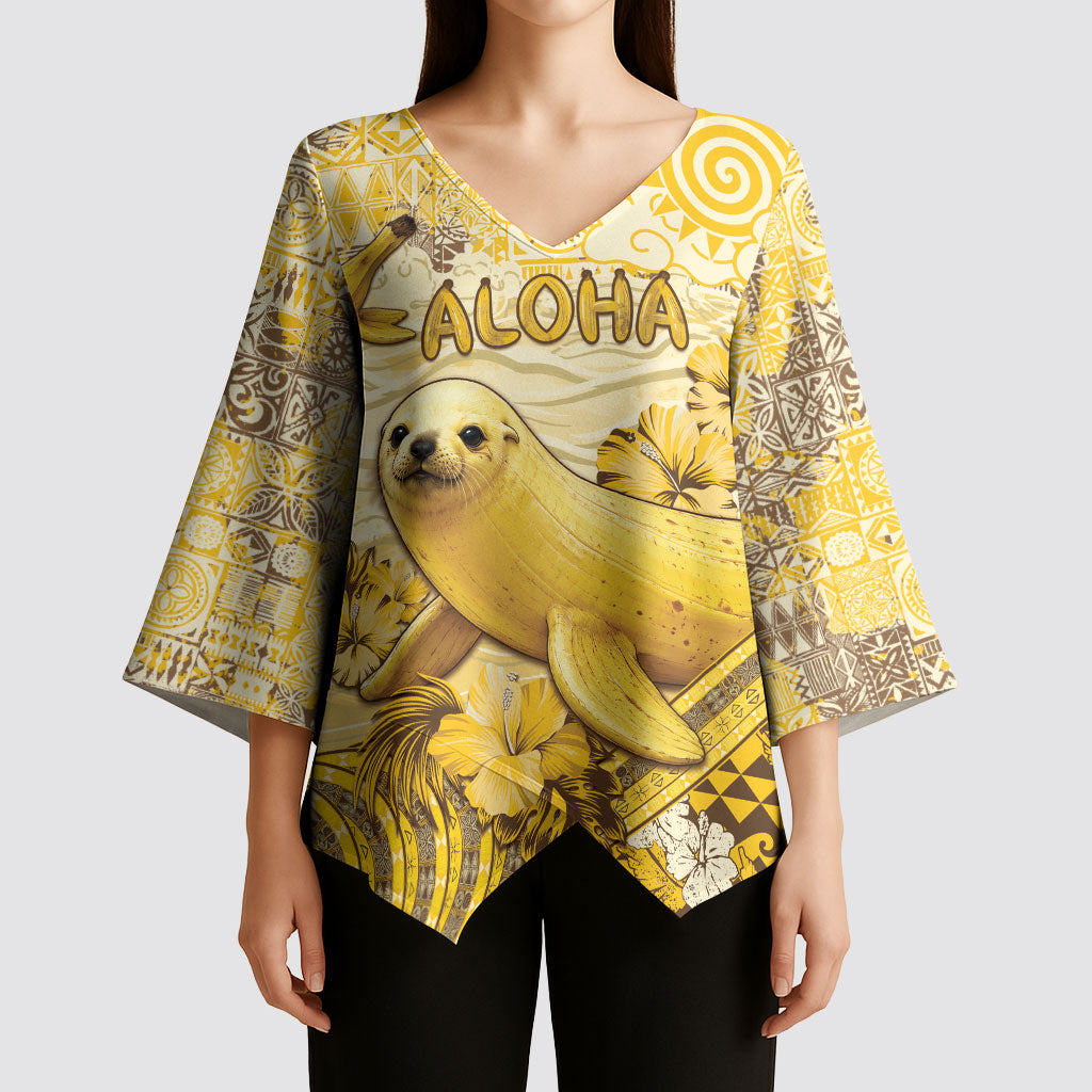 Hawaii Banana Seal Kimono Sleeve Blouse Ilio Holo I Ka Uaua Aloha DT05 - Polynesian Pride