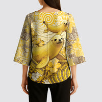 Hawaii Banana Seal Kimono Sleeve Blouse Ilio Holo I Ka Uaua Aloha DT05 - Polynesian Pride