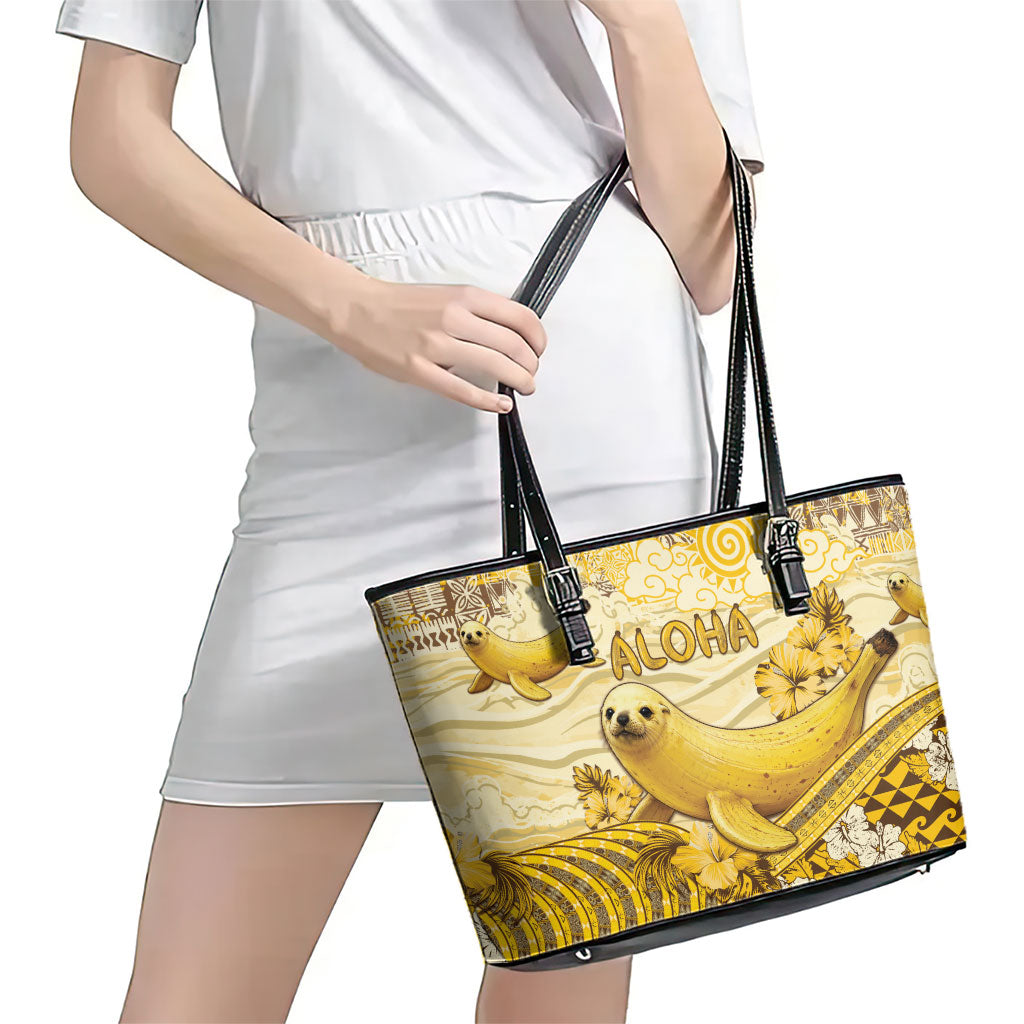 Hawaii Banana Seal Leather Tote Bag Ilio Holo I Ka Uaua Aloha DT05 - Polynesian Pride
