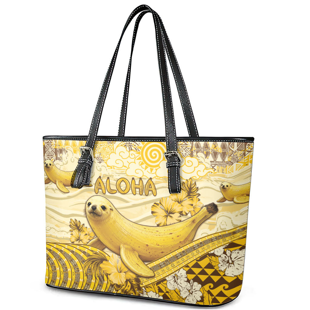 Hawaii Banana Seal Leather Tote Bag Ilio Holo I Ka Uaua Aloha DT05 - Polynesian Pride