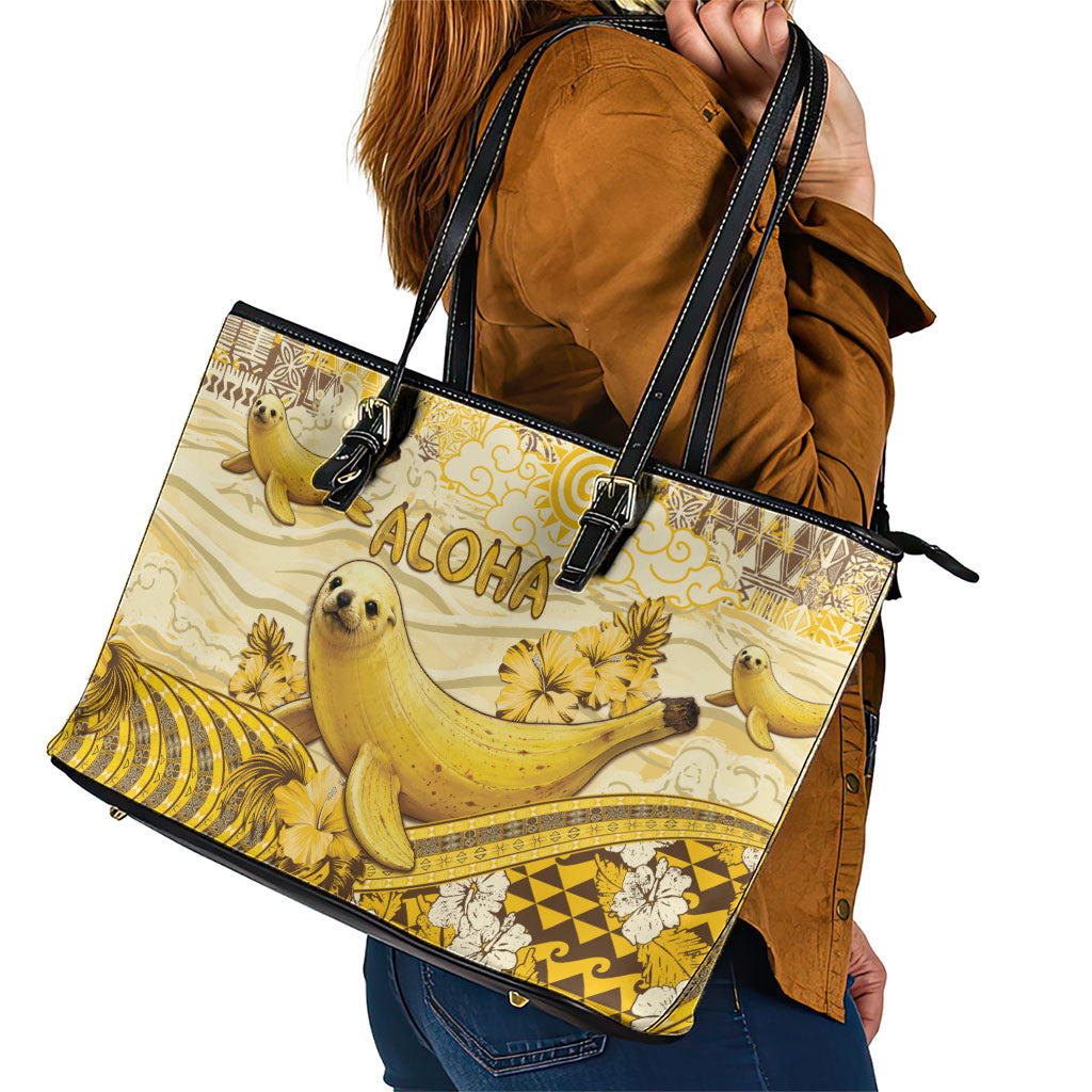 Hawaii Banana Seal Leather Tote Bag Ilio Holo I Ka Uaua Aloha DT05 - Polynesian Pride