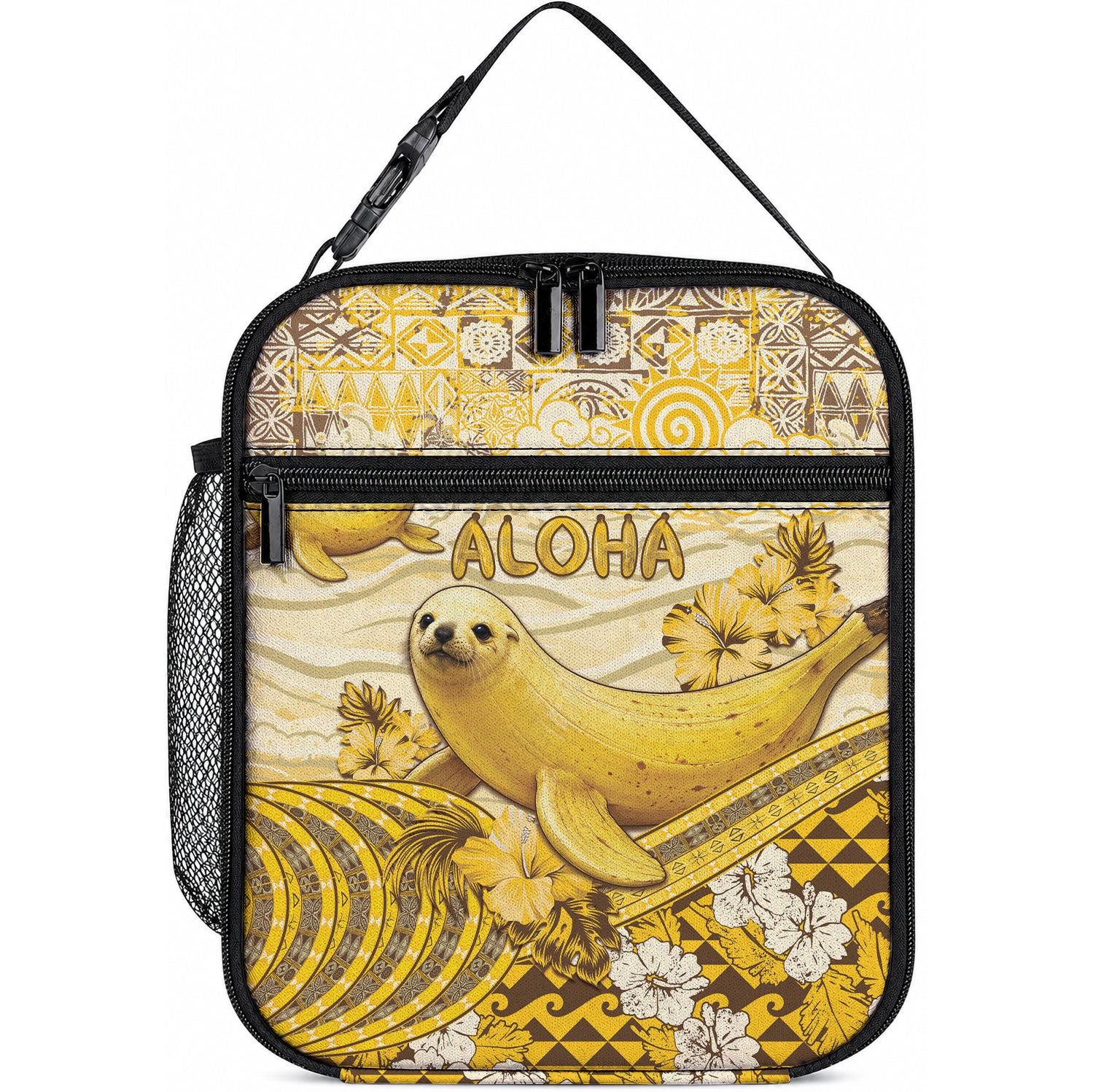 Hawaii Banana Seal Lunch Bag Ilio Holo I Ka Uaua Aloha DT05 10.2 × 8.3 × 4.3 inch Yellow - Polynesian Pride