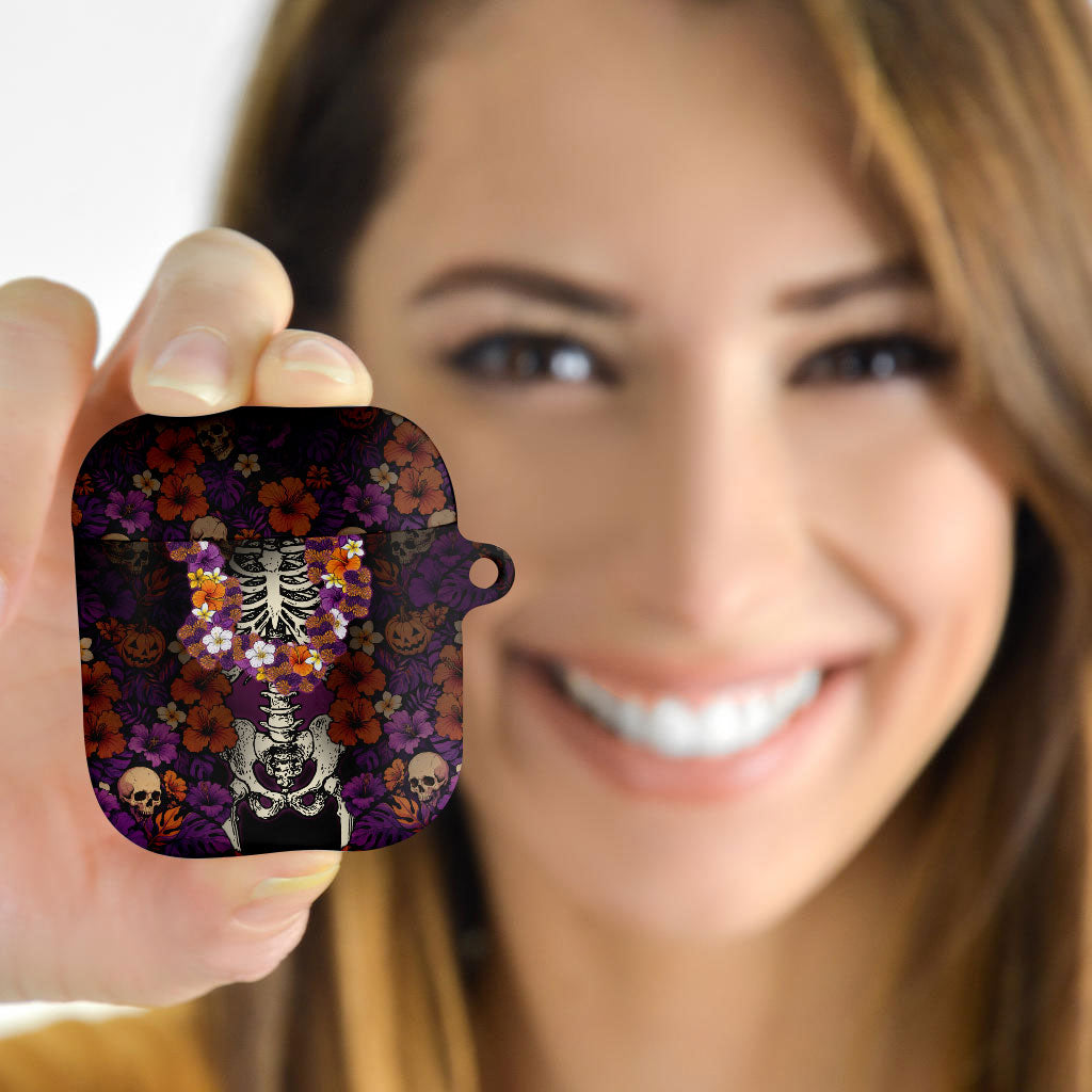 Hawaii Halloween AirPods Case Skeleton Bones Flower Lei Tropical Floral DT05 - Polynesian Pride