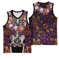 Hawaii Halloween Basketball Jersey Skeleton Bones Flower Lei Tropical Floral DT05 - Polynesian Pride