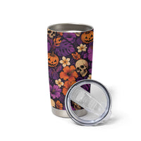 Hawaii Halloween Tumbler Cup Skeleton Pumpkin Hawaiian Flower Tribal DT05 - Polynesian Pride