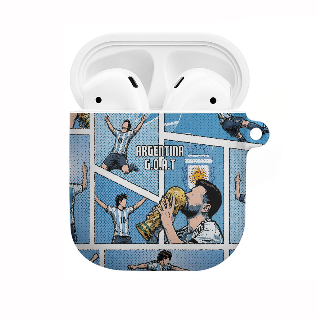 Argentina Football AirPods Case Goat Comic Style Sun Of May